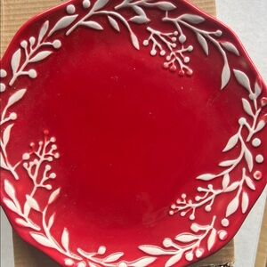 Red and White Dinner Plate